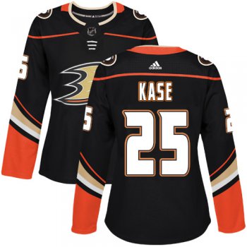 Adidas Anaheim Ducks #25 Ondrej Kase Black Home Authentic Women's Stitched NHL Jersey