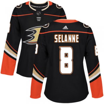 Adidas Anaheim Ducks #8 Teemu Selanne Black Home Authentic Women's Stitched NHL Jersey