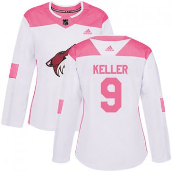 Adidas Arizona Coyotes #9 Clayton Keller White Pink Authentic Fashion Women's Stitched NHL Jersey