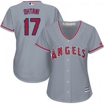 LA Angels of Anaheim #17 Shohei Ohtani Grey Road Women's Stitched MLB Jersey