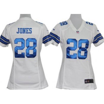 Nike Dallas Cowboys #28 Felix Jones White Game Womens Jersey