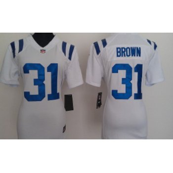 Nike Indianapolis Colts #31 Donald Brown White Game Womens Jersey