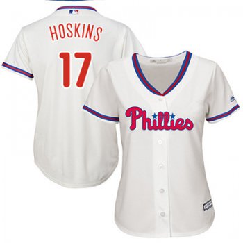 Philadelphia Phillies #17 Rhys Hoskins Cream Alternate Women's Stitched MLB Jersey