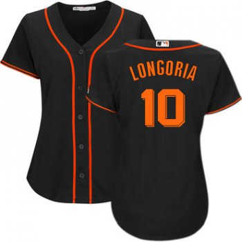 San Francisco Giants #10 Evan Longoria Black Alternate Women's Stitched MLB Jersey