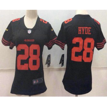 Women's San Francisco 49ers #28 Carlos Hyde Black 2017 Vapor Untouchable Stitched NFL Nike Limited Jersey