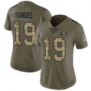 49ers #19 Deebo Samuel Olive Camo Women's Stitched Football Limited 2017 Salute to Service Jersey