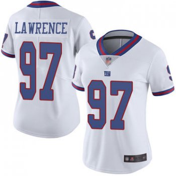 Giants #97 Dexter Lawrence White Women's Stitched Football Limited Rush Jersey