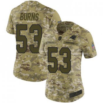 Panthers #53 Brian Burns Camo Women's Stitched Football Limited 2018 Salute to Service Jersey