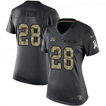 Women's Nike Cincinnati Bengals #28 Joe Mixon Black Stitched NFL Limited 2016 Salute to Service Jersey