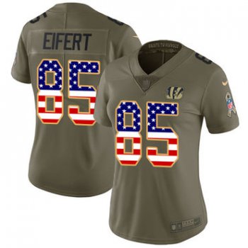 Women's Nike Cincinnati Bengals #85 Tyler Eifert Olive USA Flag Stitched NFL Limited 2017 Salute to Service Jersey