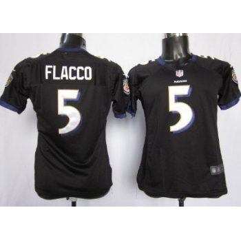 Nike Baltimore Ravens #5 Joe Flacco Black Game Womens Jersey