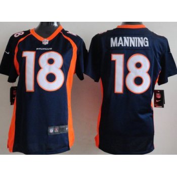 Nike Denver Broncos #18 Peyton Manning 2013 Blue Game Womens Jersey