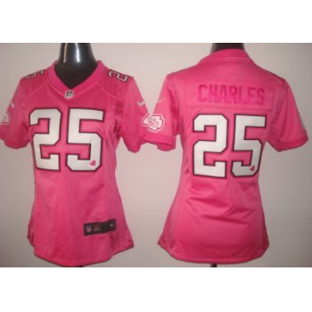Nike Kansas City Chiefs #25 Jamaal Charles Pink Love Womens Jersey