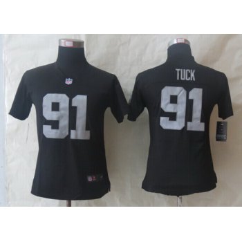 Nike Oakland Raiders #91 Justin Tuck Black Limited Womens Jersey