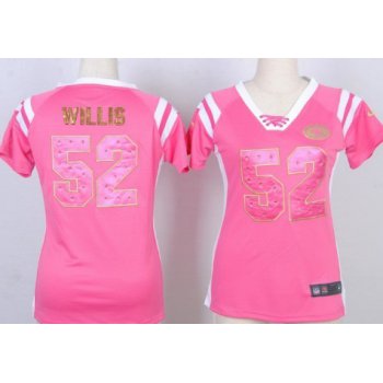 Nike San Francisco 49ers #52 Patrick Willis Drilling Sequins Pink Womens Jersey