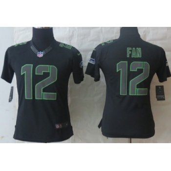 Nike Seattle Seahawks #12 Fan Black Impact Limited Womens Jersey