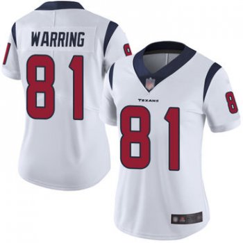 Texans #81 Kahale Warring White Women's Stitched Football Vapor Untouchable Limited Jersey