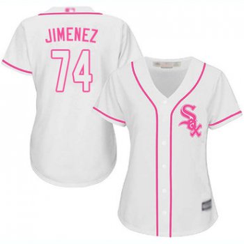 White Sox #74 Eloy Jimenez White Pink Fashion Women's Stitched Baseball Jersey