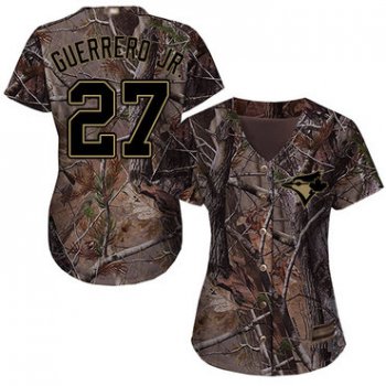 Blue Jays #27 Vladimir Guerrero Jr. Camo Realtree Collection Cool Base Women's Stitched Baseball Jersey