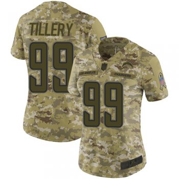 Chargers #99 Jerry Tillery Camo Women's Stitched Football Limited 2018 Salute to Service Jersey