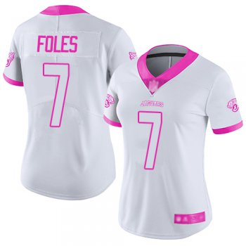 Jaguars #7 Nick Foles White Pink Women's Stitched Football Limited Rush Fashion Jersey