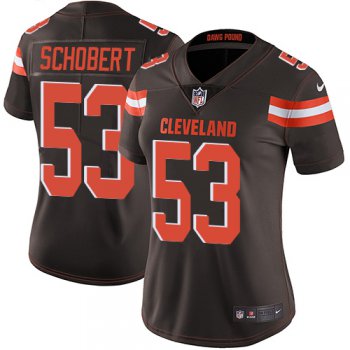 Women's Nike Cleveland Browns #53 Joe Schobert Brown Team Color Stitched NFL Vapor Untouchable Limited Jersey