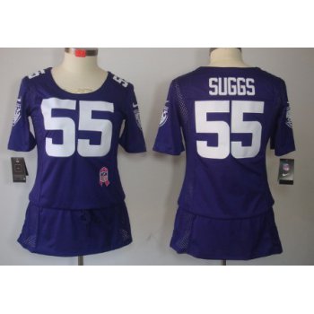 Nike Baltimore Ravens #55 Terrell Suggs Breast Cancer Awareness Purple Womens Jersey
