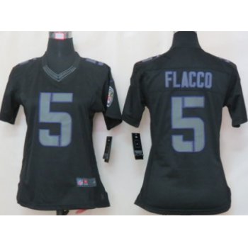 Nike Baltimore Ravens #5 Joe Flacco Black Impact Limited Womens Jersey