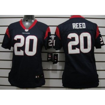 Nike Houston Texans #20 Ed Reed Blue Limited Womens Jersey
