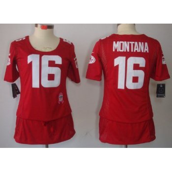 Nike San Francisco 49ers #16 Joe Montana Breast Cancer Awareness Red Womens Jersey