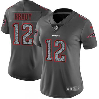 Women's Nike New England Patriots #12 Tom Brady Gray Static Stitched NFL Vapor Untouchable Limited Jersey