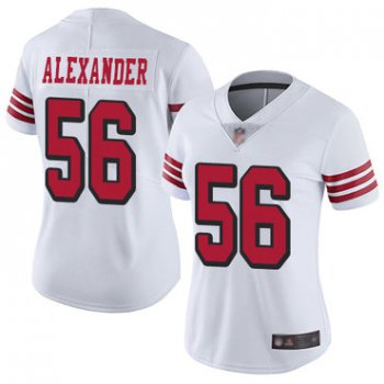 49ers #56 Kwon Alexander White Rush Women's Stitched Football Vapor Untouchable Limited Jersey