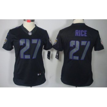 Nike Baltimore Ravens #27 Ray Rice Black Impact Limited Womens Jersey