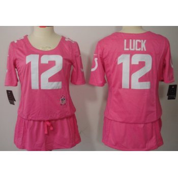 Nike Indianapolis Colts #12 Andrew Luck Breast Cancer Awareness Pink Womens Jersey