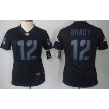 Nike New England Patriots #12 Tom Brady Black Impact Limited Womens Jersey