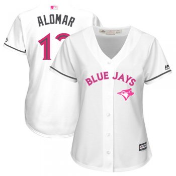 Blue Jays #12 Roberto Alomar White Mother's Day Cool Base Women's Stitched Baseball Jersey$20.99