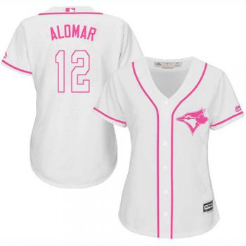 Blue Jays #12 Roberto Alomar White Pink Fashion Women's Stitched Baseball Jersey