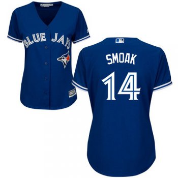 Blue Jays #14 Justin Smoak Blue Alternate Women's Stitched Baseball Jersey