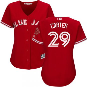 Blue Jays #29 Joe Carter Red Canada Day Women's Stitched Baseball Jersey