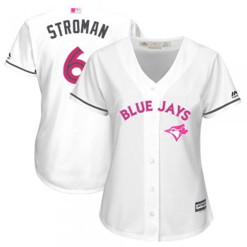 Blue Jays #6 Marcus Stroman White Mother's Day Cool Base Women's Stitched Baseball Jersey$20.99