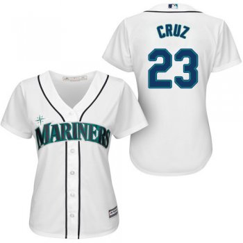 Mariners #23 Nelson Cruz White Home Women's Stitched Baseball Jersey
