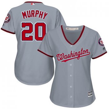 Nationals #20 Daniel Murphy Grey Road Women's Stitched Baseball Jersey