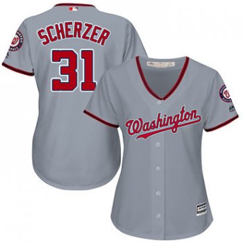 Nationals #31 Max Scherzer Grey Road Women's Stitched Baseball Jersey