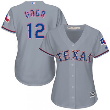 Rangers #12 Rougned Odor Grey Road Women's Stitched Baseball Jersey
