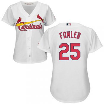 Cardinals #25 Dexter Fowler White Home Women's Stitched Baseball Jersey