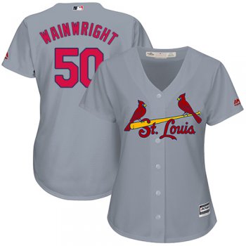 Cardinals #50 Adam Wainwright Grey Road Women's Stitched Baseball Jersey