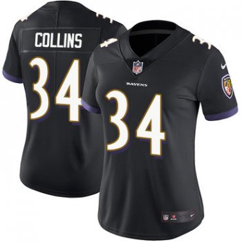 Women's Nike Baltimore Ravens #34 Alex Collins Black Alternate Stitched NFL Vapor Untouchable Limited Jersey