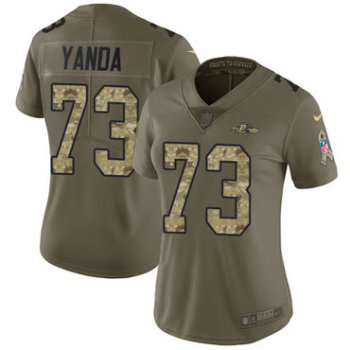 Women's Nike Baltimore Ravens #73 Marshal Yanda Olive Camo Stitched NFL Limited 2017 Salute to Service Jersey