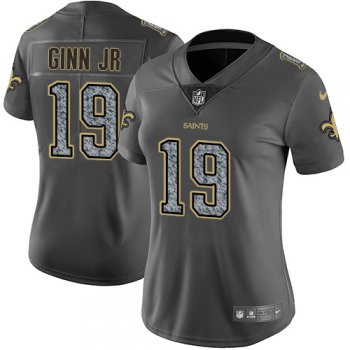 Women's Nike New Orleans Saints #19 Ted Ginn Jr Gray Static Stitched NFL Vapor Untouchable Limited Jersey