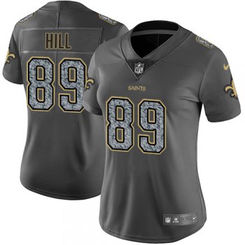 Women's Nike New Orleans Saints #89 Josh Hill Gray Static Stitched NFL Vapor Untouchable Limited Jersey